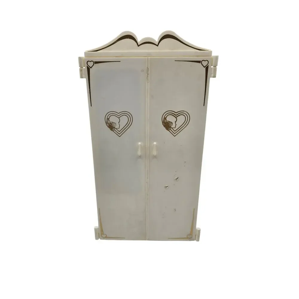 Marx Sindy 1970s Wardrobe Cream Gold‎ Trim Drawers Hangers Mirror